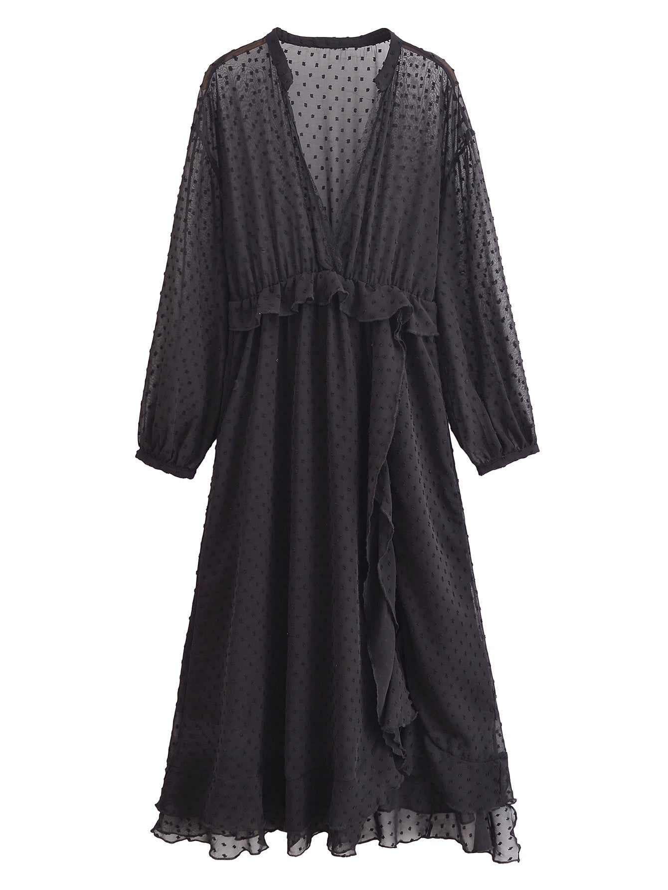 Gepunktetes Chiffon-Kleid Ebby
