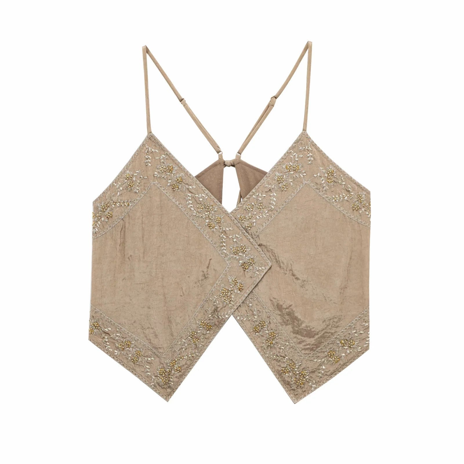 Zweiteiliges Set mit Bestickung Caramel