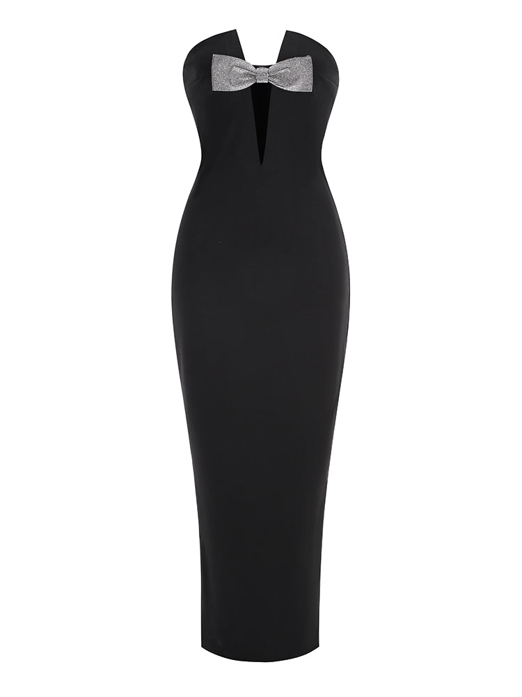 Schwarzes Abendkleid mit Schleife Mila