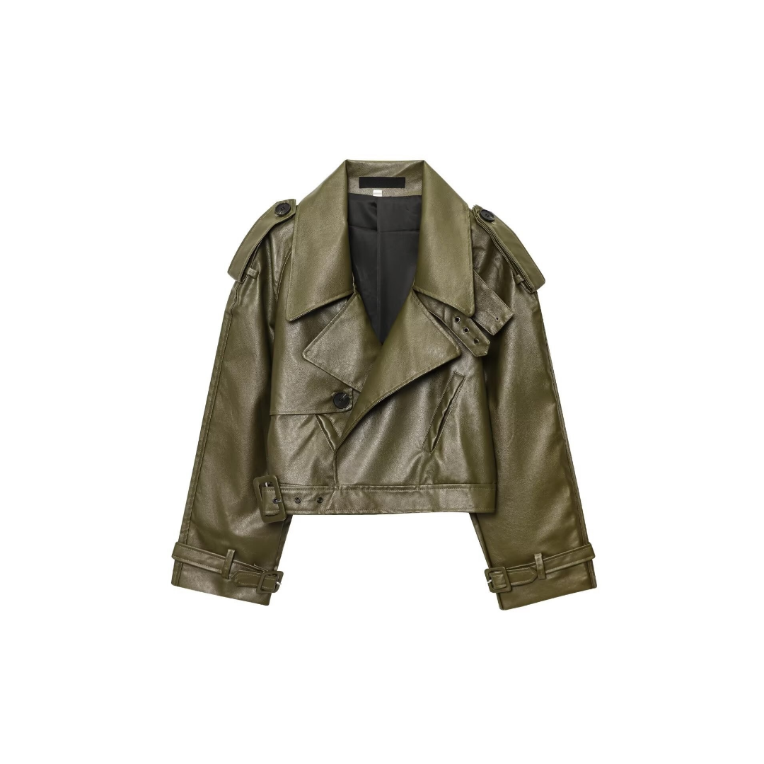 Kurze Motorradjacke aus PU-Leder Olivia