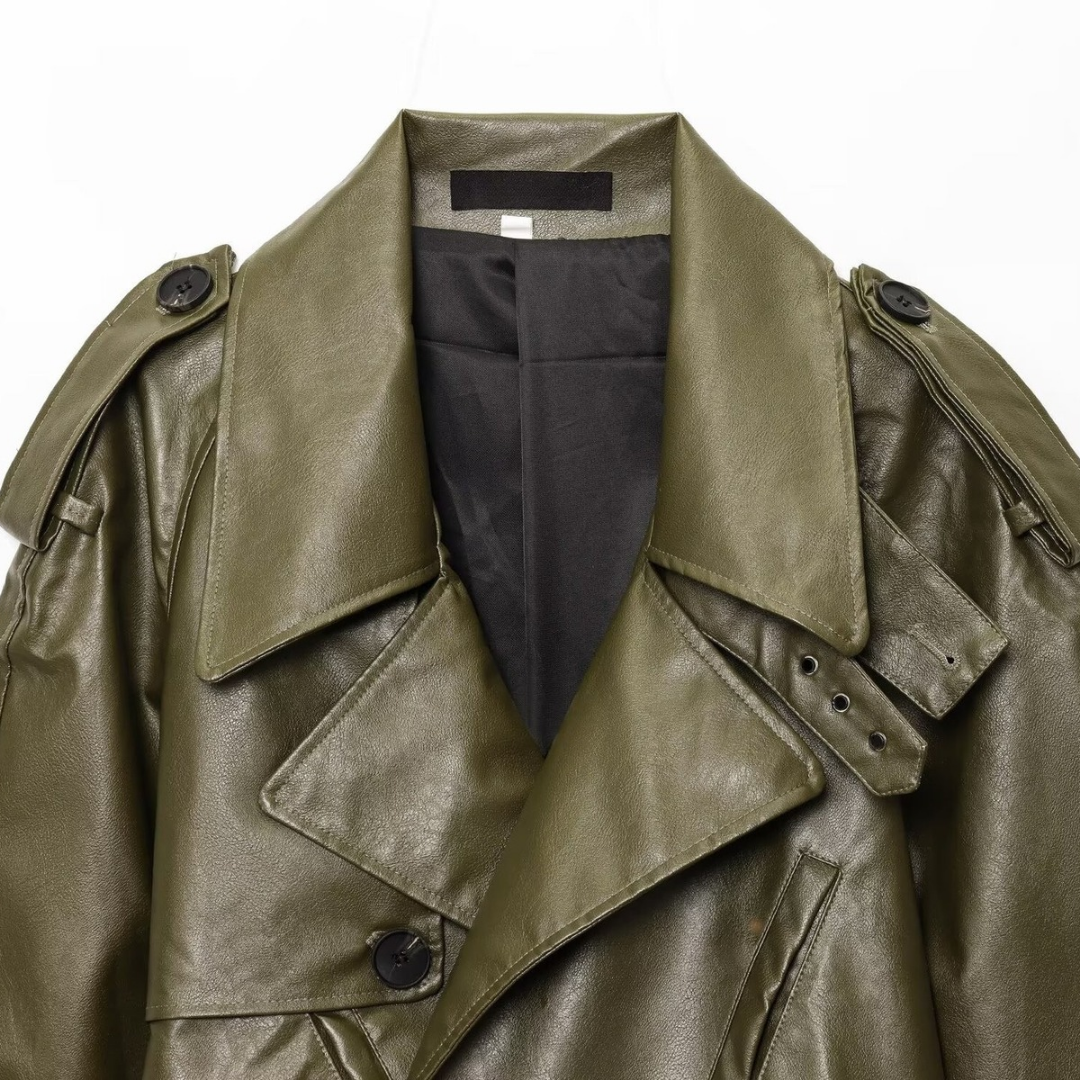 Kurze Motorradjacke aus PU-Leder Olivia