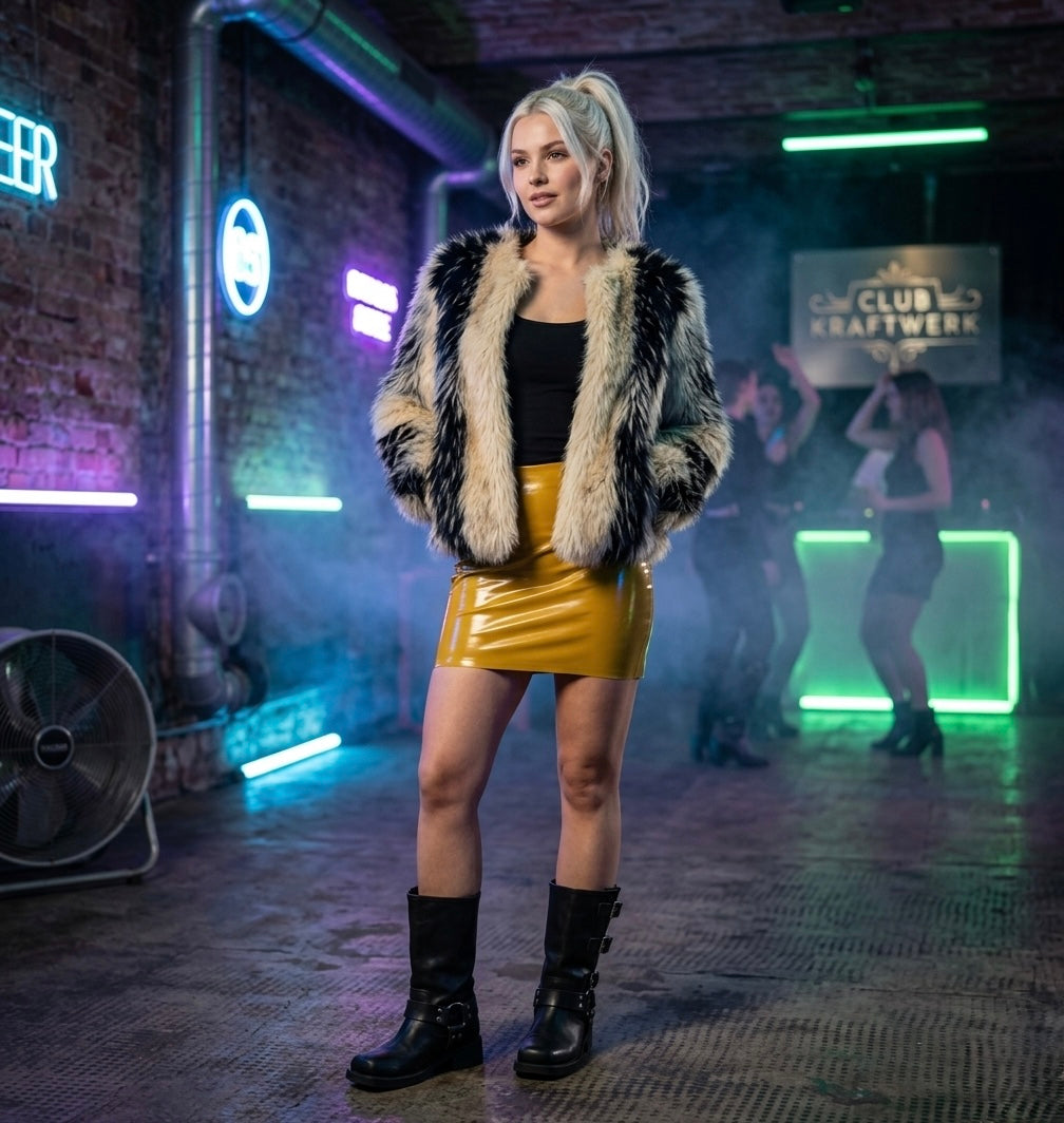 NOVA Night - Premium Kunstfelljacke im Monochrom-Look I JUQQA