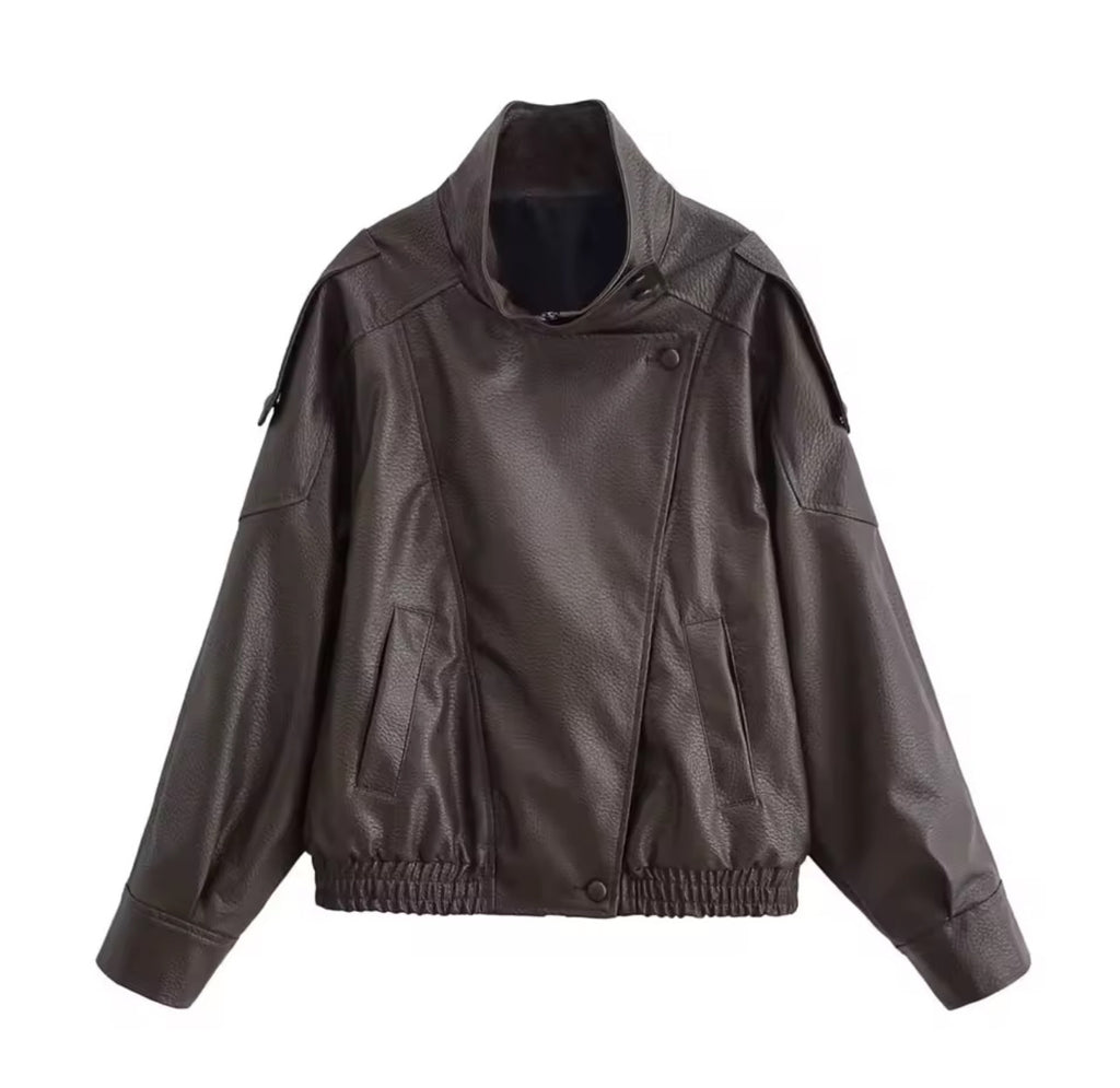 Lederjacke mit Stehkragen