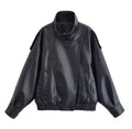 Lederjacke mit Stehkragen | Kunstleder Damen | JUQQA
