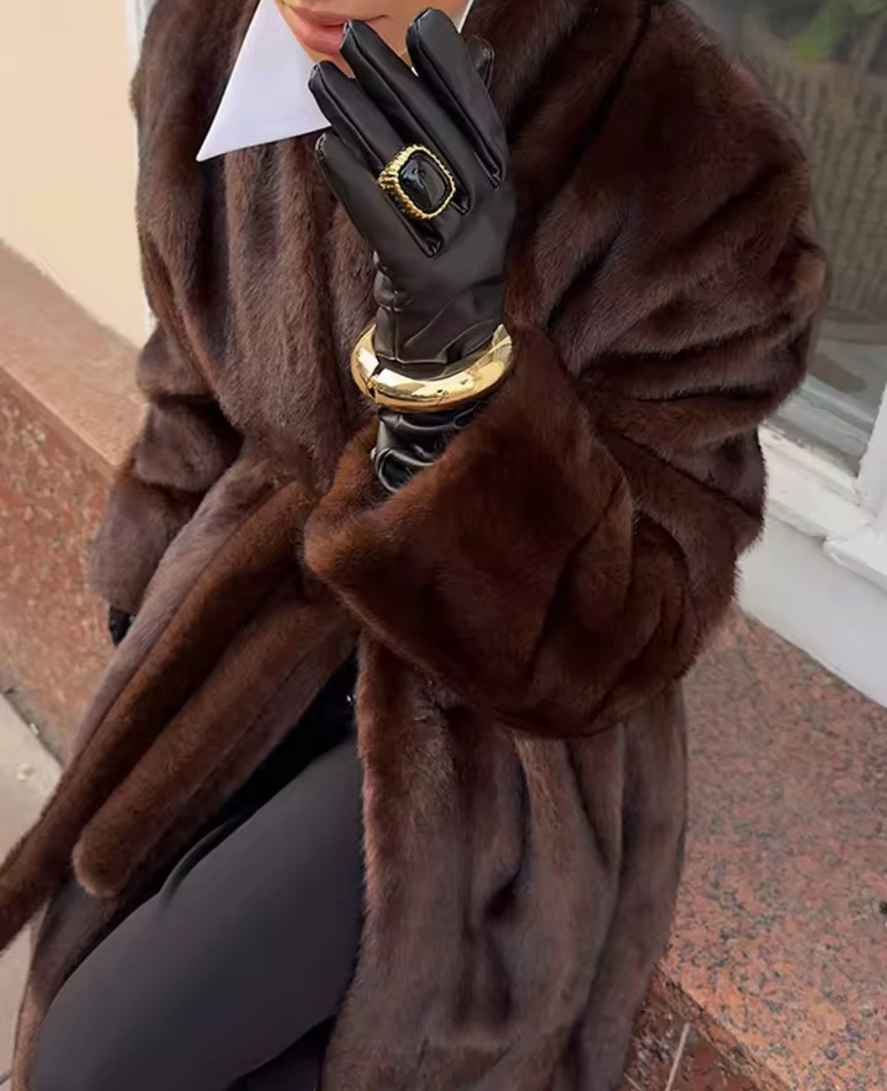 Faux-Fur Coat Chocolate