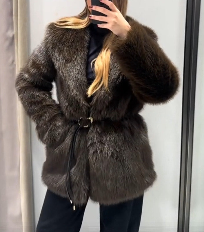 Teddy Jacke mit Gürtel